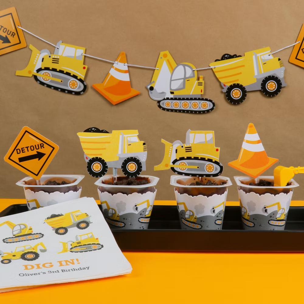 Dig It - Construction Party Zone - Cupcake Decor - Baby Shower or Birthday Party Cupcake Wrappers and Treat Picks Kit - Set of 24 - Image 8