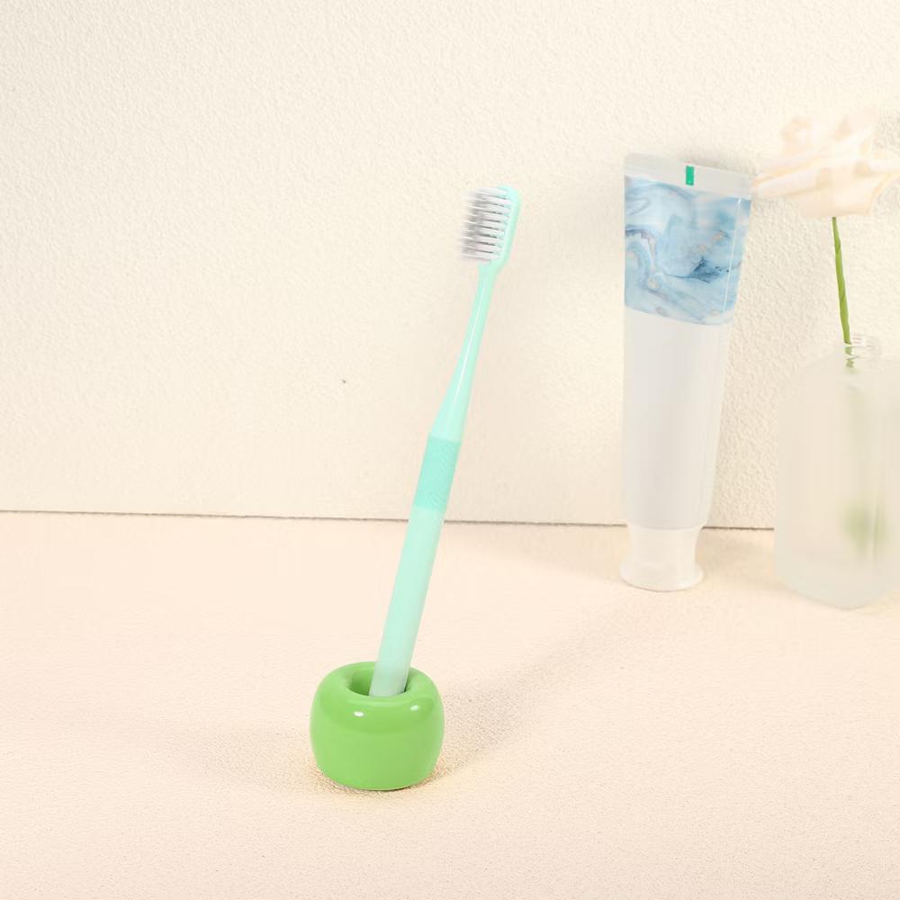 Bathroom Round Mini Ceramic Toothbrush Holder 1.65"x1.18" 2Pcs - Image 34
