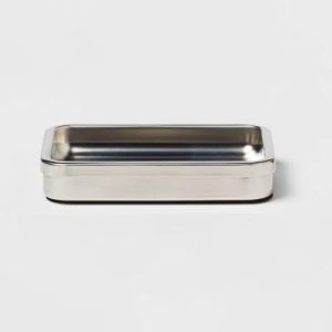 Brushed Stainless Steel Soap Dish - Durable Metal Holder, Easy to Clean, Modern Bathroom Accessory