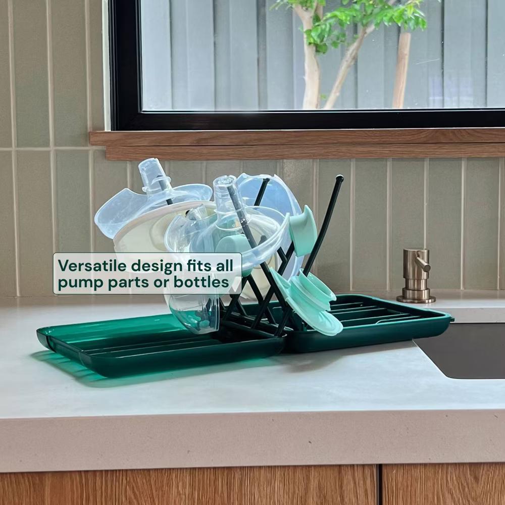 WILLOW Travel Cleaning Pack - Teal Green - 5pc: Silicone, Bottle Brushes
