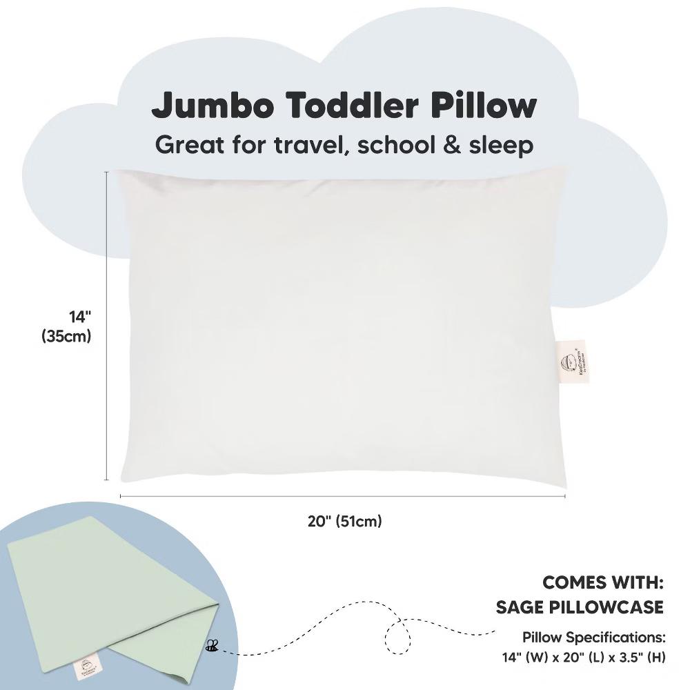 Jumbo Toddler Pillow with Pillowcase, 14X20 Soft Organic Toddler Pillows for Sleeping, Kids Travel Pillow - Image 48