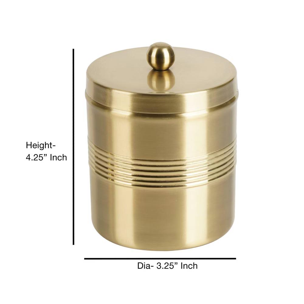Jewel Decorative Stainless Steel Bathroom Vanity Countertop Storage Organizer Canister Jar: Metallic Gold
