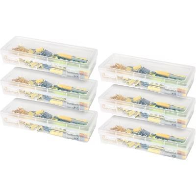 Pencil Case Box Storage Container for Organizing with Snap Lid, Stackable Plastic Pen Pouch, Clear, Large, 6Pk - Image 5