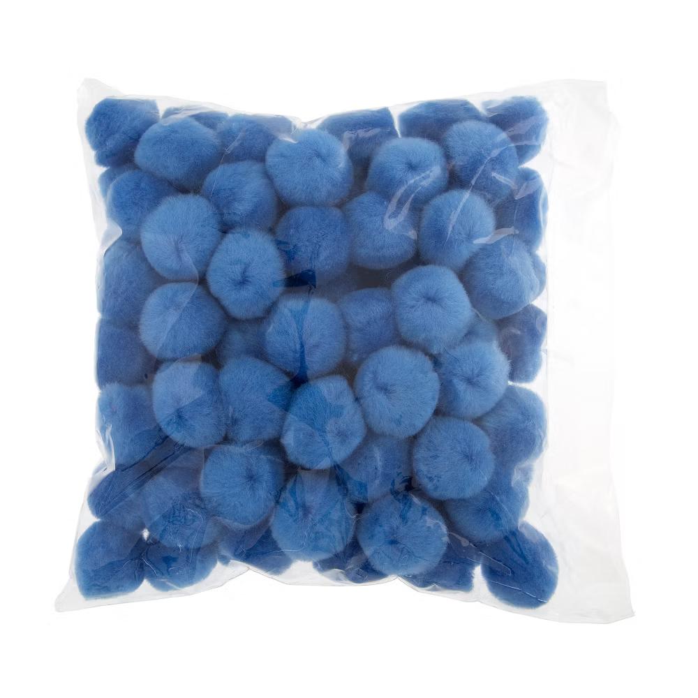 1in Blue Pom Poms for Crafts DIY Art Creative, 100pcs - Image 2