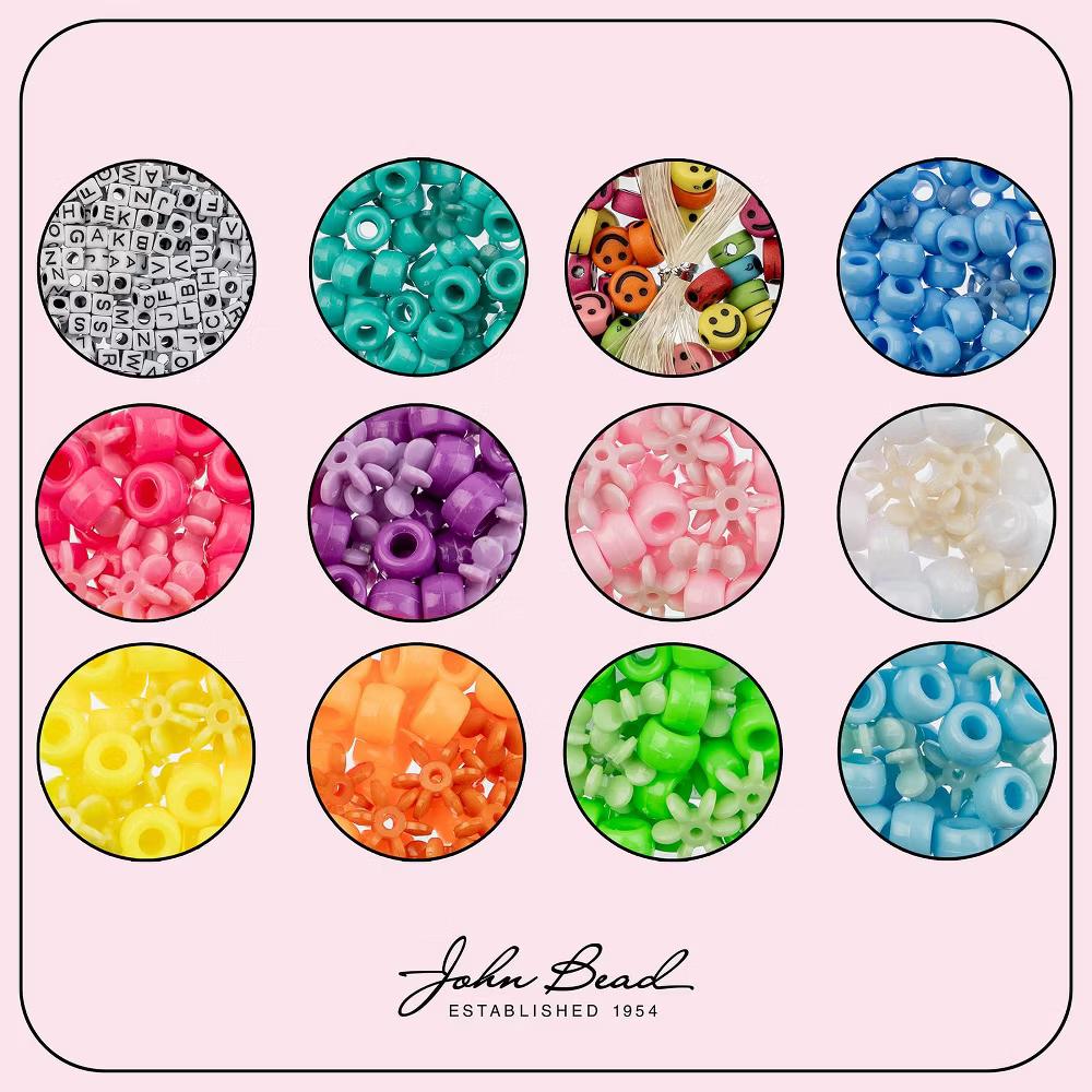 600pcs Assorted Plastic Alphabet Pony Beads with 5m Elastic Cord for DIY Crafts Bracelets Necklaces Jewelry Making Bead Box - Image 2