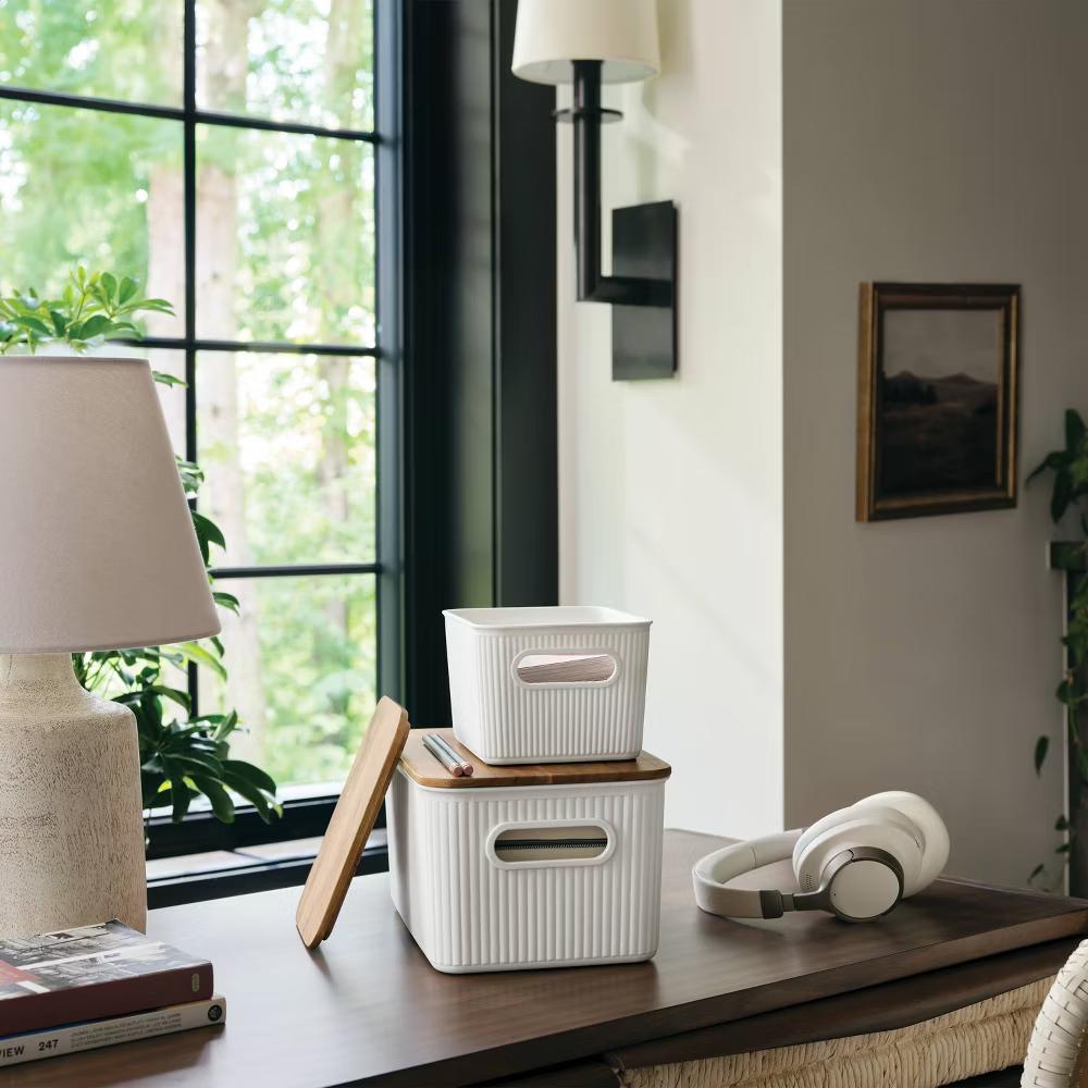 Desktop Storage Bins Set of 2 Cream - Image 4