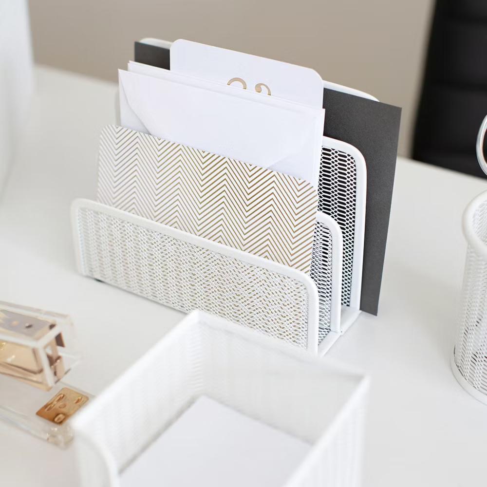 Blu Monaco 3 Tier Metal Mesh Letter Sorter - Available in Aqua, Black, Gold, Pink, Rose Gold, and White - Image 39