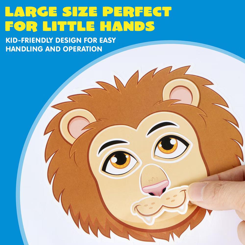 SYNCFUN 36 Pcs 10" Animal Mix and Match Make-a-Face Sticker Sheets Kids DIY Kits, Animals Kids Party Favor Supplies Craft - Image 5