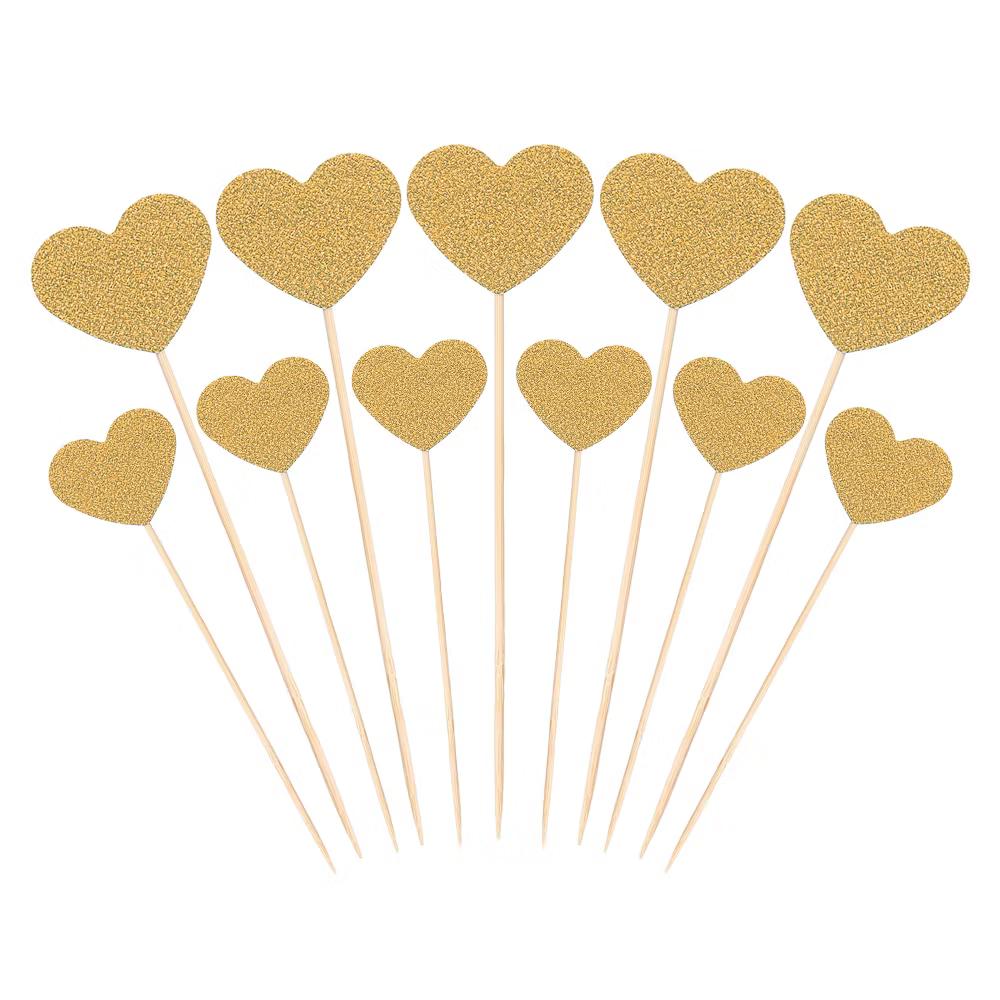 Wedding Engagement Birthday Decoration Heart Shape Cupcake Toppers Picks 50 Pcs - Image 11