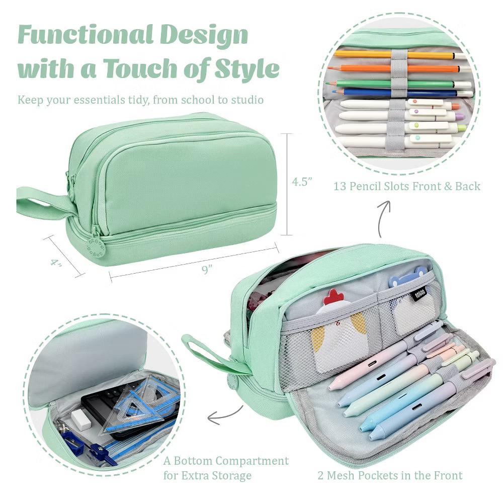4 Compartment Large Capacity Pencil Case, Pencil Pouch for Stationery Tools - Image 8