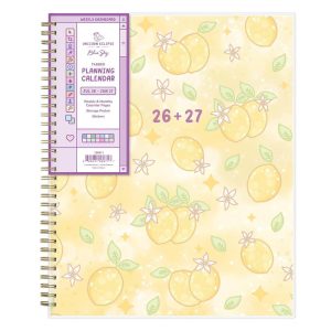 Unicorn Eclipse 8.5"x11" 2026-2027 Weekly/Monthly Planner Lemons Smooth Frosted Safety Wirebound
