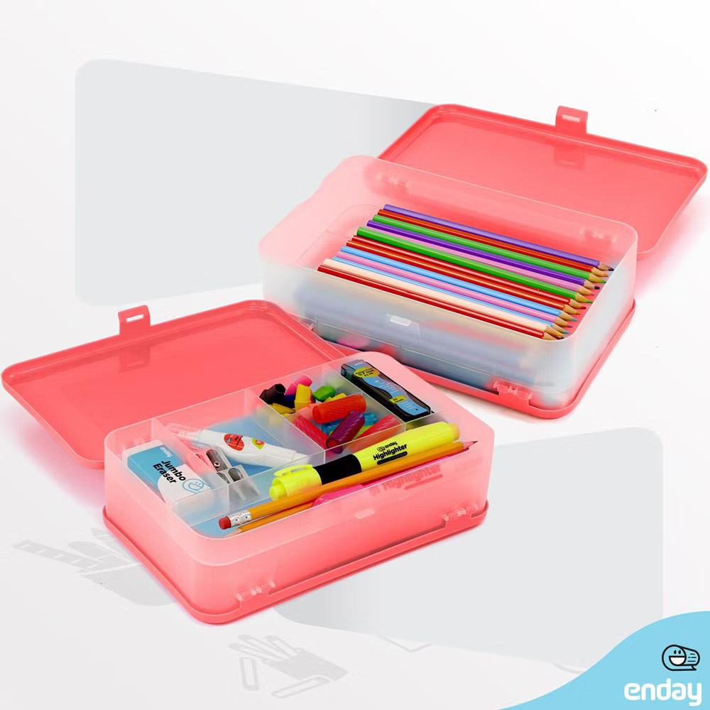 Large Capacity Double Deck Pencil Box - Plastic With 12 Compartments, Snap-Tight Lid, Hard Case Storage Organizer - Image 16