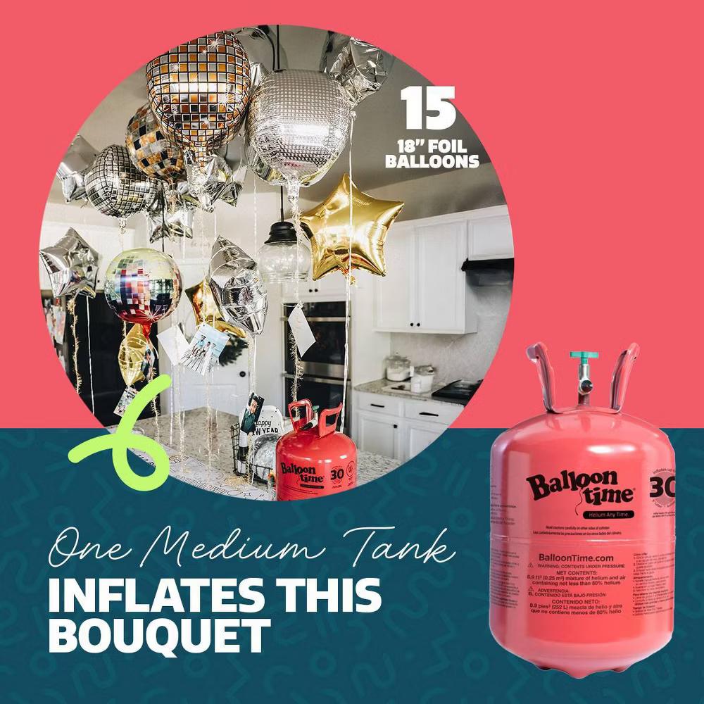 9.5" Medium Helium Balloon Kit: Balloon Time Multicolor Steel Tank for All Occasions - Image 4
