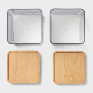 Extra Small Clear Canister with Bamboo Lid 2pk