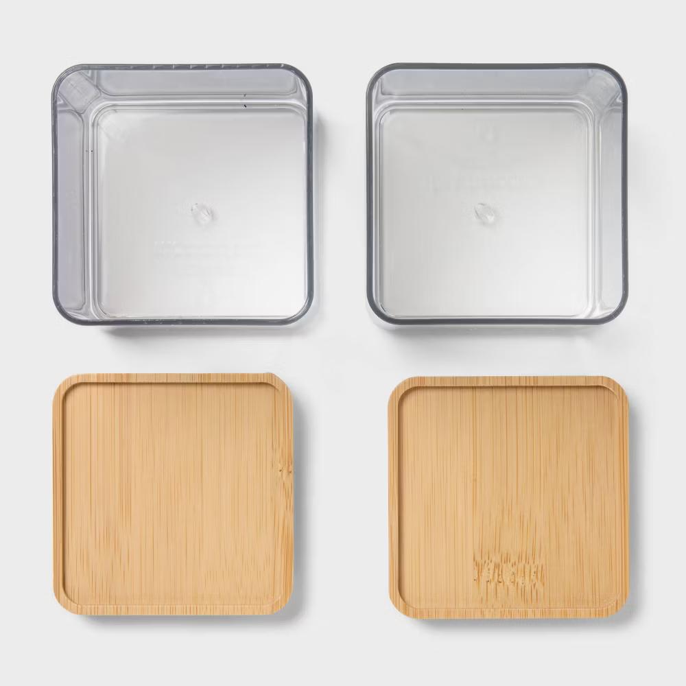 Extra Small Clear Canister with Bamboo Lid 2pk