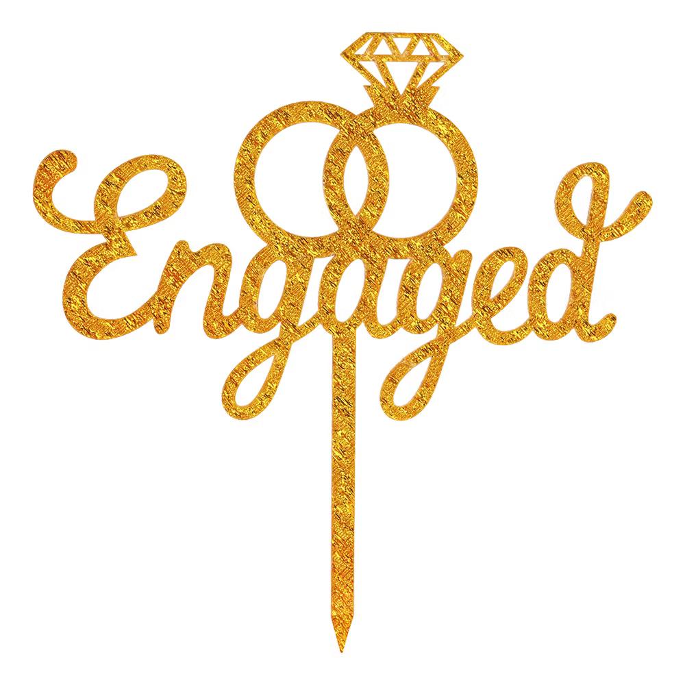 Gold 'Engaged' Cake Topper