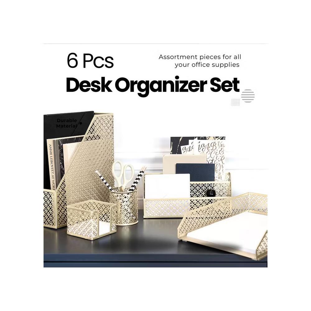 Blu Monaco Desk Organizer Set - 6-Piece Desk Accessories for Mail, Sticky Notes, Pens, Magazines & Documents - Image 17