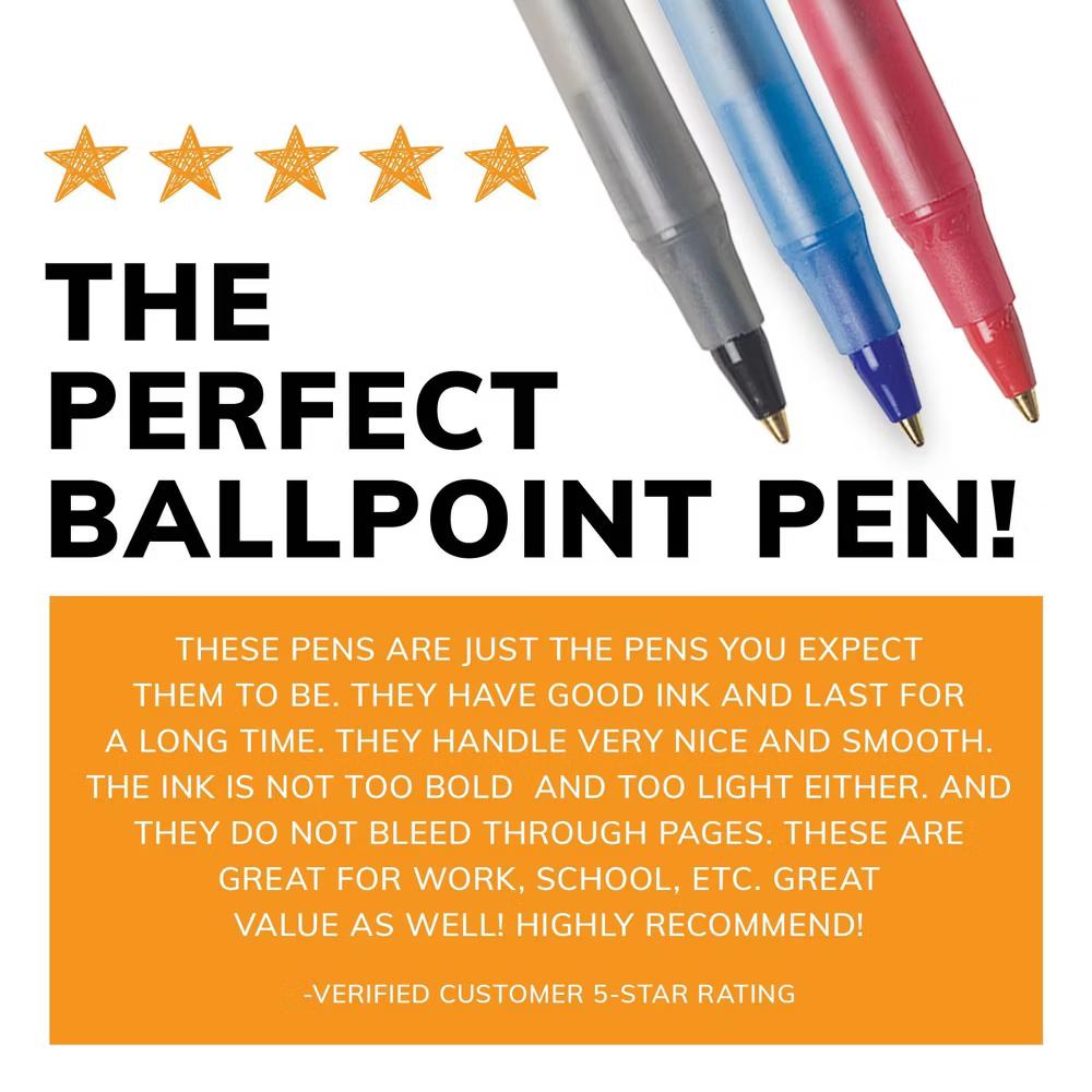 Xtra Life Ballpoint Pens, 1.0mm, 10ct - Red: School Supplies, Stationery, Visible Ink, Round Stic - Image 8