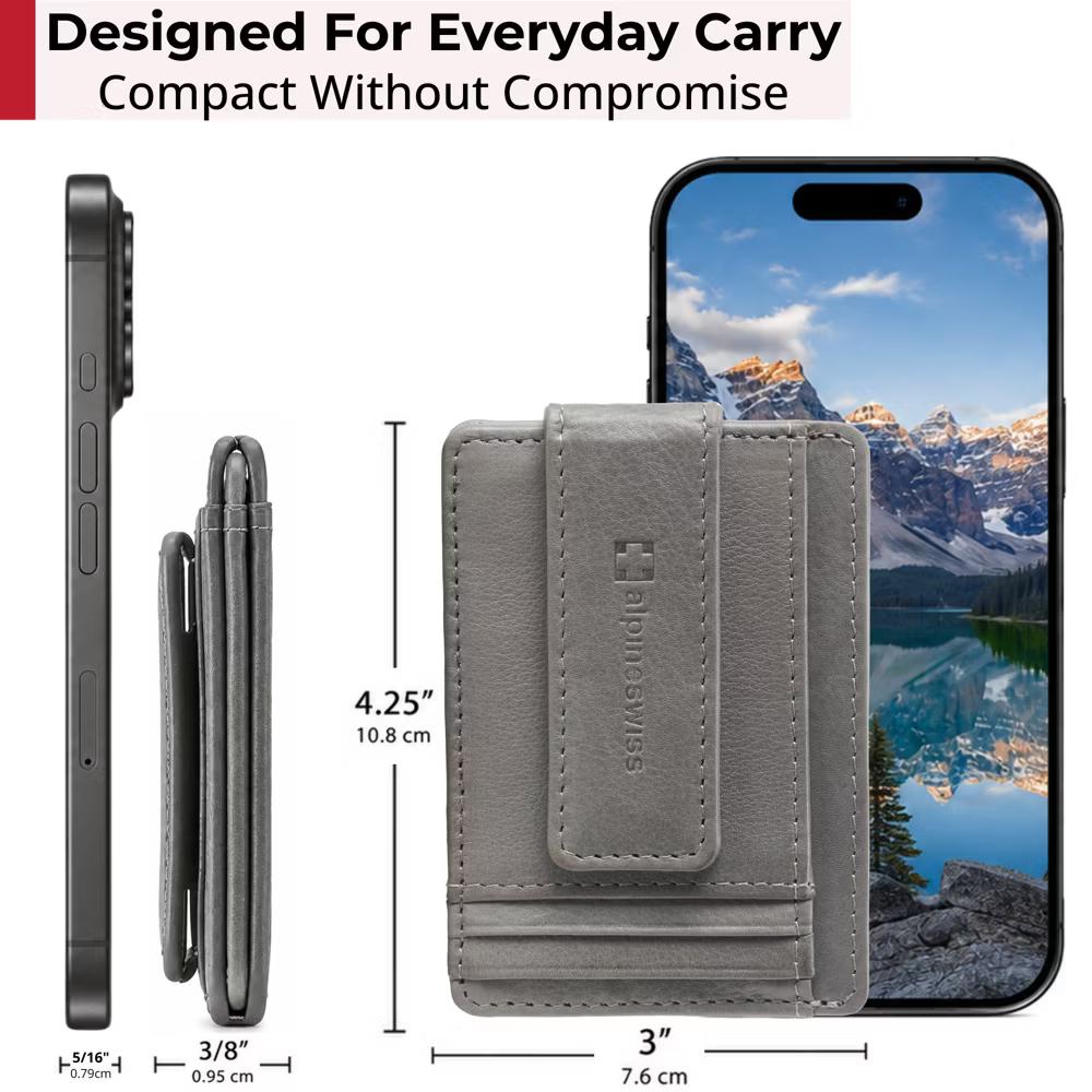 Alpine Swiss Harper Mens RFID Slim Money Clip Front Pocket Wallet Minimalist Leather ID Card Holder - Image 41