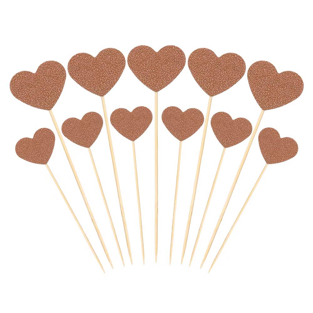 Wedding Engagement Birthday Decoration Heart Shape Cupcake Toppers Picks 50 Pcs - Image 17