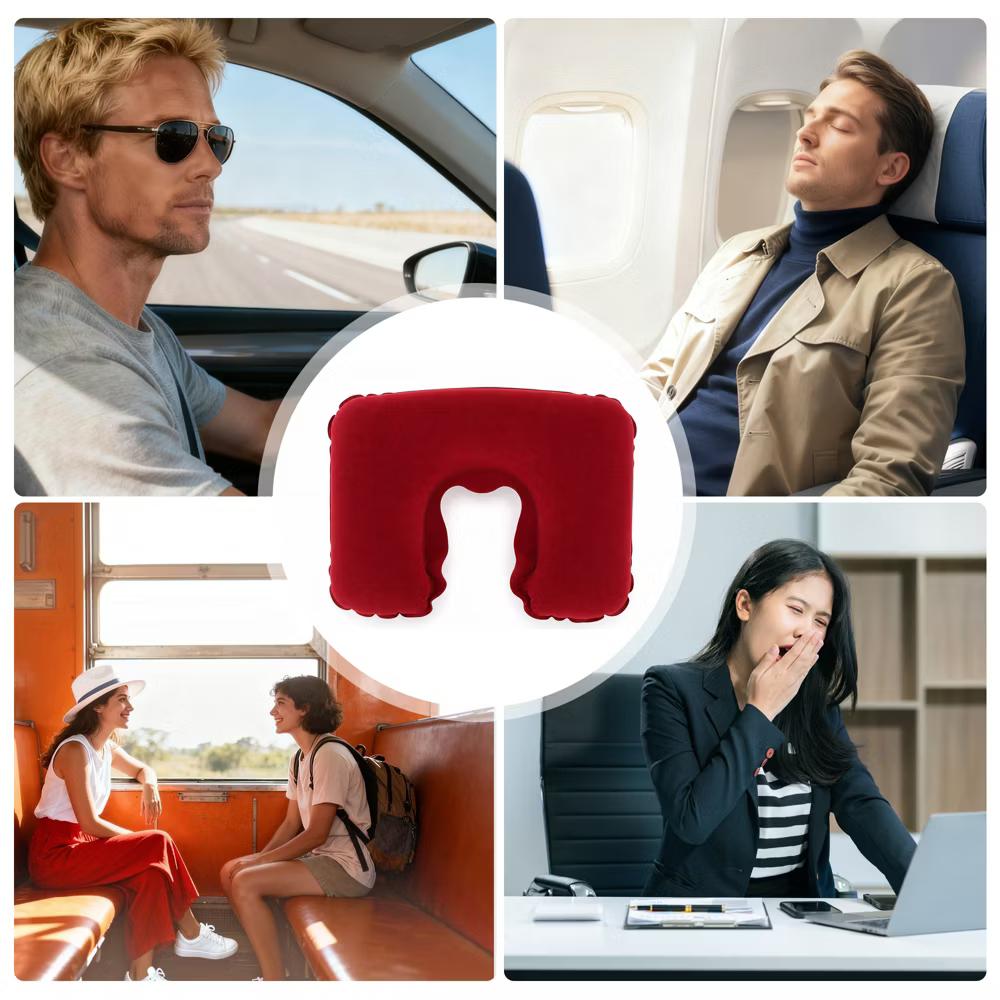 Comfortable Inflatable Travel Pillow with Eye Mask Earplugs 1 Set - Image 37
