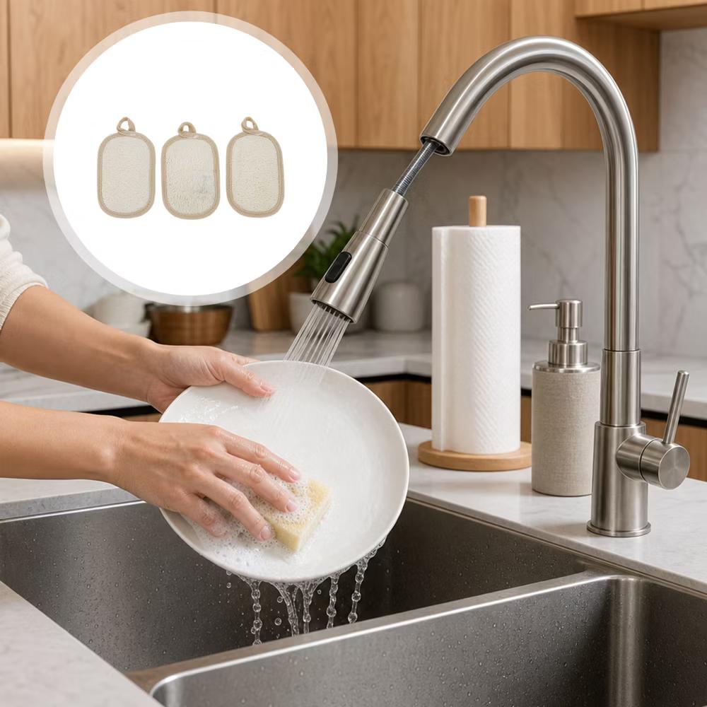Double-sided Rectangular Wood Pulp Sponge Dish Washing Cloth 3 Pcs - Image 22