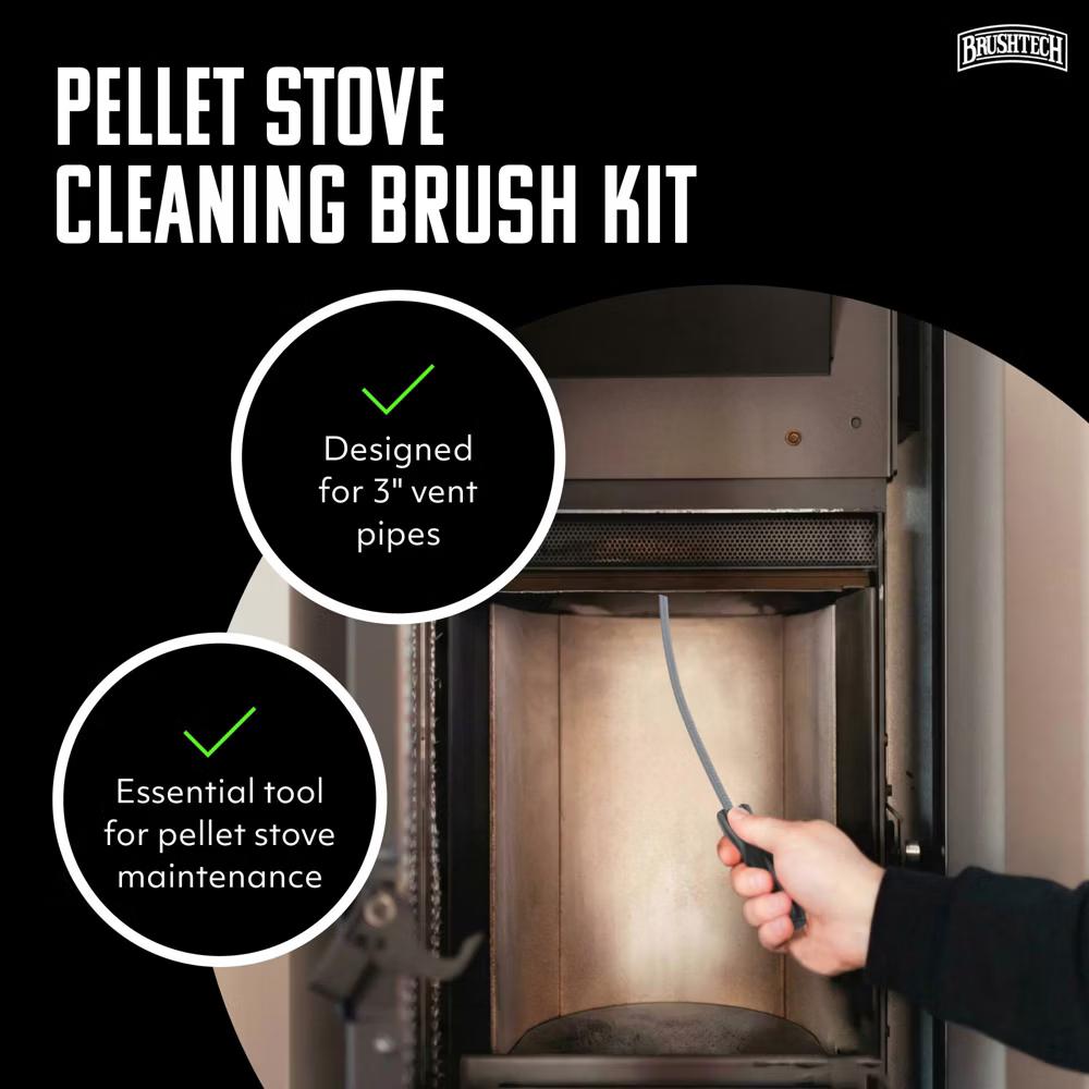 BRUSHTECH 10-Foot Pellet Stove Cleaning Brush Kit Non-Kinking Spring Brush for 3-Inch Vent Pipes with Bonus Steel Ash Brush - Image 3