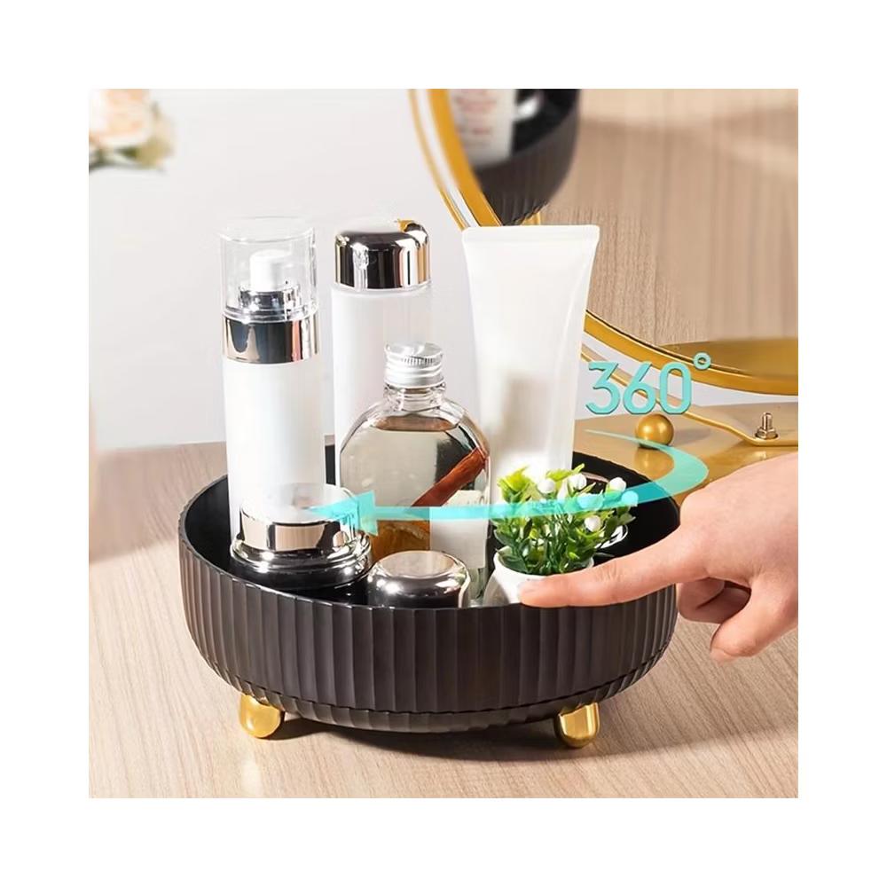 360 Degree Rotating Makeup Organizer Tray, Lazy Susan Perfume and Skincare Storage Organizer for Vanity, Dresser and Bathroom Countertop-black - Image 2