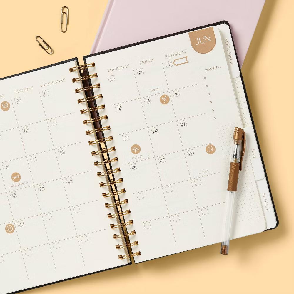 Twin Wire 7"x10" Planner Black leatherette - Image 2