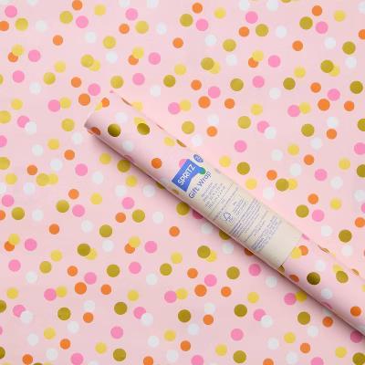 Foil Dot Wrapping Paper Pink - Multicolor Polka Dots, Classic Patterns, 94.5" 30" Gift Wrap