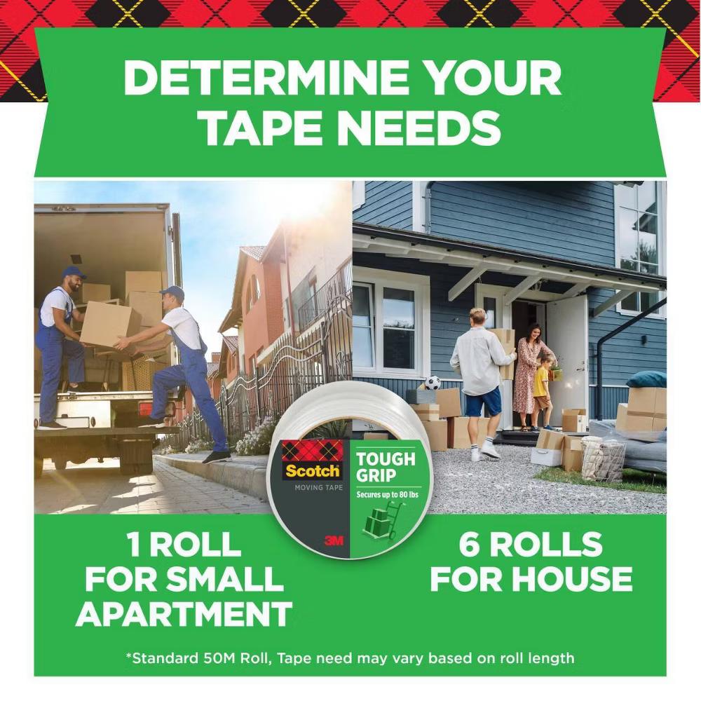 2ct Tough Grip Moving Tape with Dispenser: Clear Packing Tape for Moving Supplies & Boxes, 1.88" 1375" - Image 11