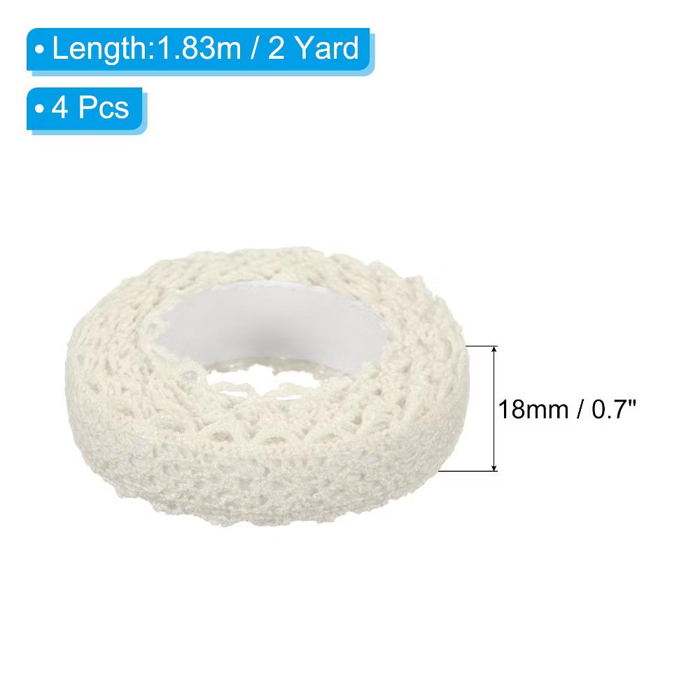 Cotton Self-Adhesive DIY Craft Decorative Lace Ribbon Tapes 0.7" 2 Yards 4 Pcs - Image 6