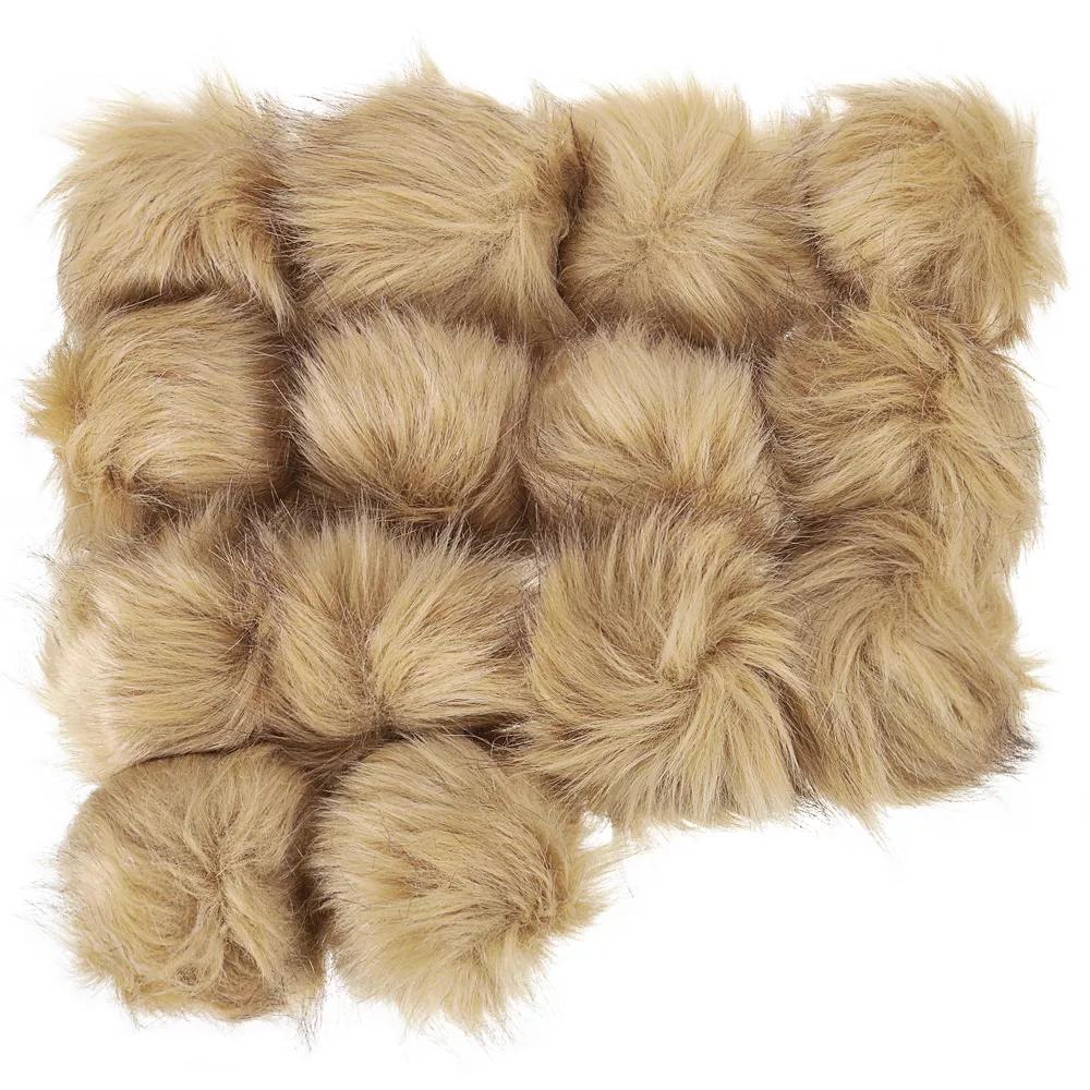 Fluffy Soft Elastic Faux Fur Pom Poms for Hats DIY Scarves Gloves 14 Pcs - Image 10