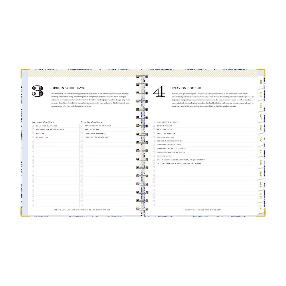 Day Designer 7"x9" 2026-2027 Planner Fleurie Blue Matte Laminated Weekly/Monthly Safety Wirebound - Image 3