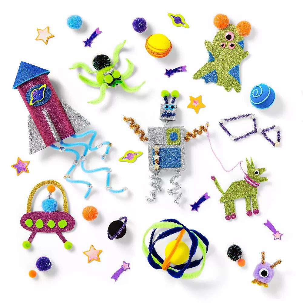 Cosmic Bucket of Crafts Set - DIY Art Kit with Pom Poms, 336 Pieces, Ages 6 - Image 2