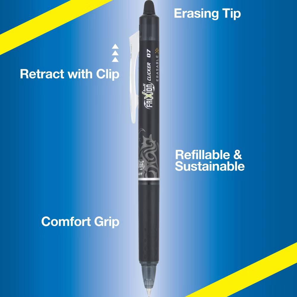 3pk FriXion Clicker Erasable Gel Pens Fine Point 0.7mm Black Ink - Image 4