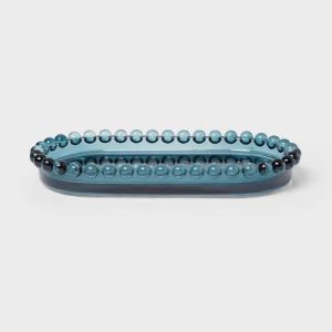 Textured Glass Tray Blue