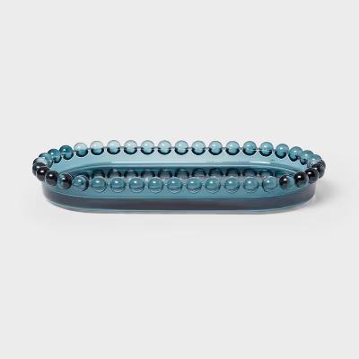 Textured Glass Tray Blue