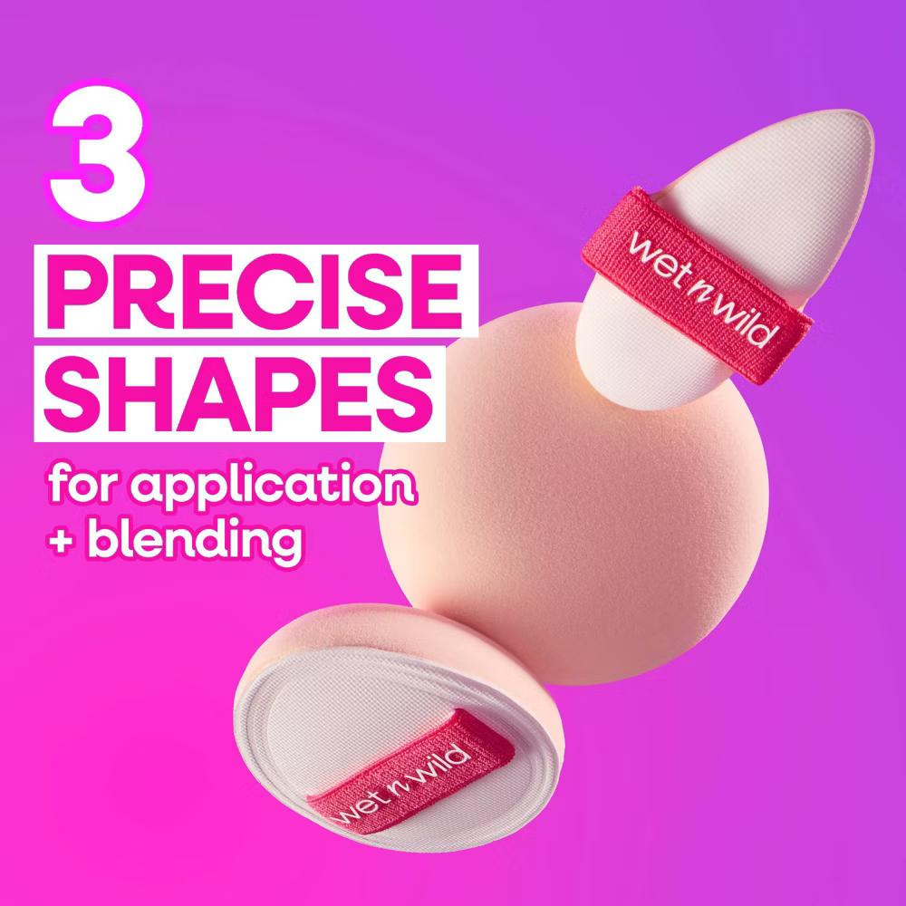 Wet n Wild Triple Feature 3-Piece Cushion Makeup Sponge Set: For Cream, Powder, Liquid, Multi-Use - Image 9