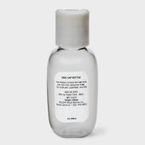 Disc Top Bottle - 3oz - Clear - Travel Toiletry Container, Solid Pattern, TSA Compliant