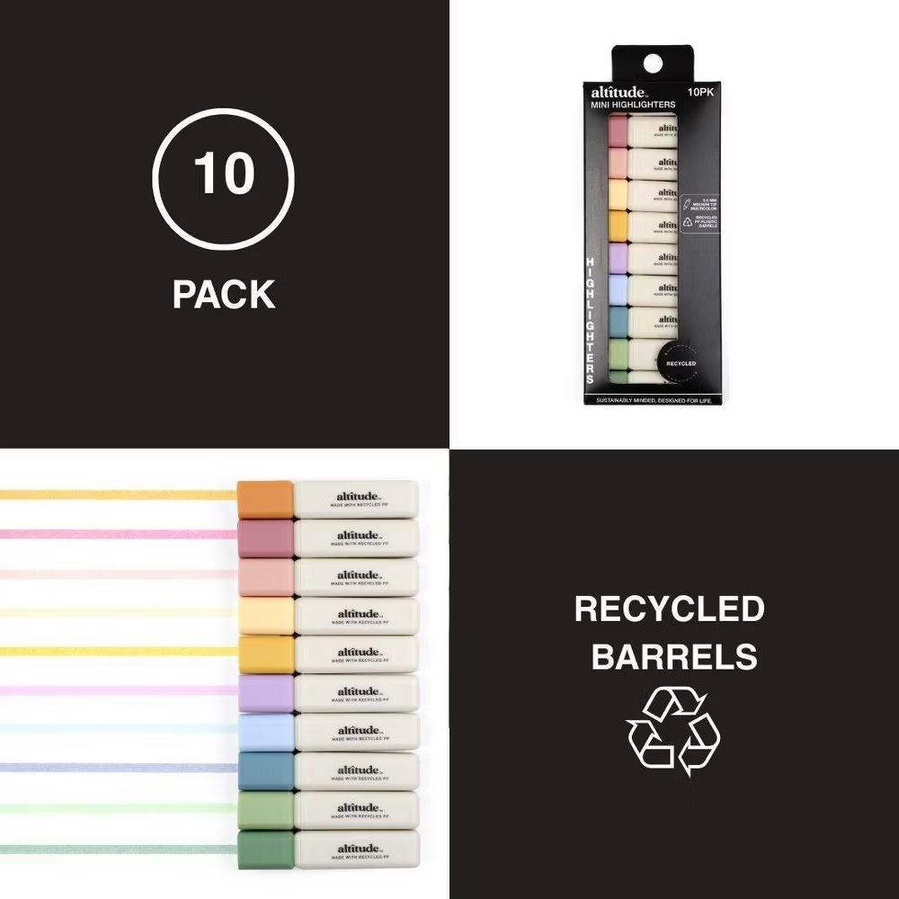 10pk Mini Highlighters - Chisel Tip, Multicolor Ink, 5.0mm Tip - Image 2