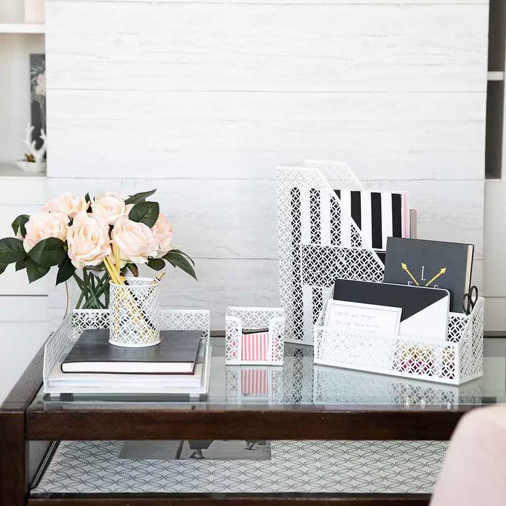 Blu Monaco Desk Organizer Set - 6-Piece Desk Accessories for Mail, Sticky Notes, Pens, Magazines & Documents - Image 49
