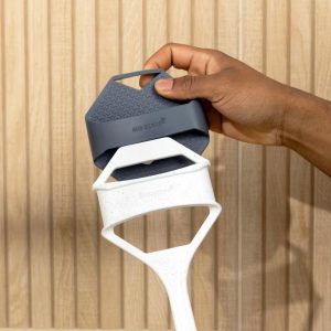 Extender Handle, Back Scrubber Attachment for Silicone Body Scrubber, Shower Scrubber for Body, Long Handled Scrub Brush, Back Brush, White