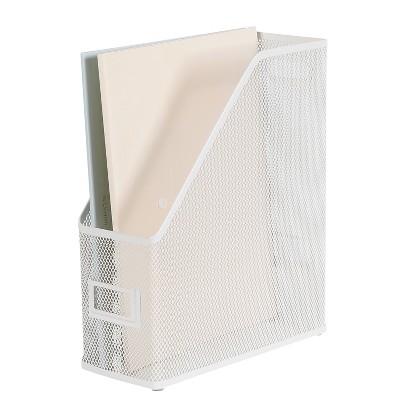 Mesh Magazine File White - Steel File Organizer & Holder, No Assembly Required, 12" H 10" W 4.12" D - Image 2