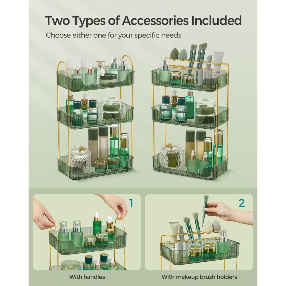 3-Tier Skincare Organizer with 2 Accessory Options, Adjustable Makeup and Jewelry Holder for Vanity Countertop - Image 10