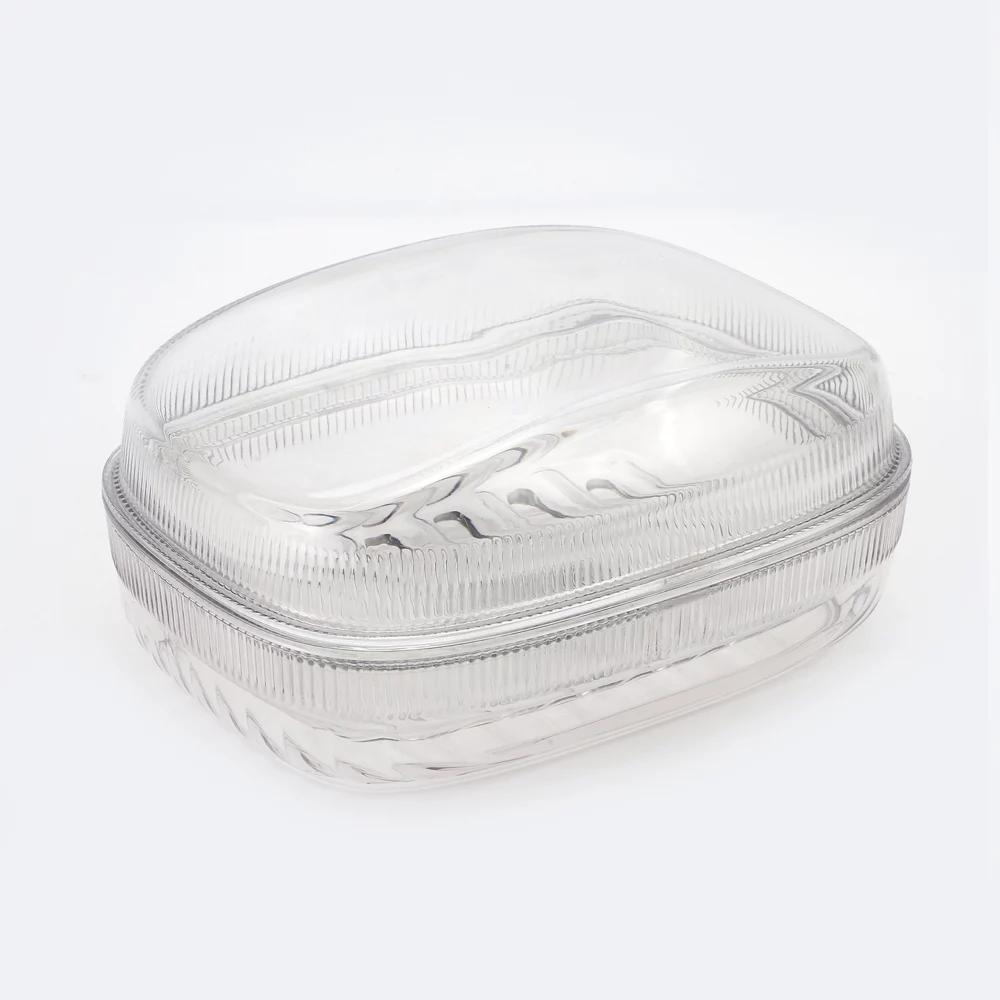 Double Layer Soap Dish with Cover 5.51"x4.13"x2.52" 1 Pc