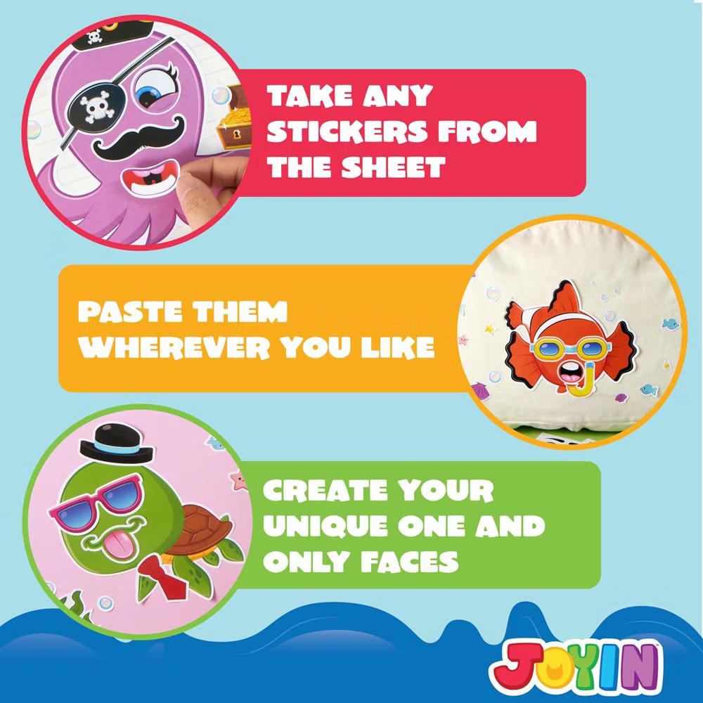 SYNCFUN 36 Pcs 10" Animal Mix and Match Make-a-Face Sticker Sheets Kids DIY Kits, Animals Kids Party Favor Supplies Craft - Image 4