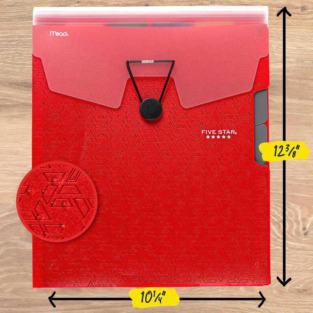 Five Star 9 Pocket Expanding File Folder Fire Red - Image 4