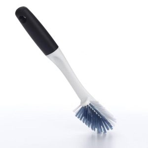 Dish Brush: Nylon Kitchen Scrubber, Reusable Cleaning Tool, White, 11" Height