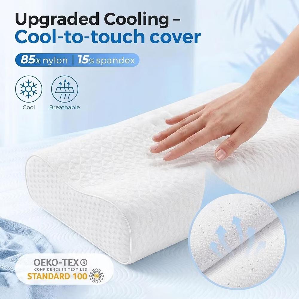 Bed Pillows Memory Foam Pillow, Queen Neck Pain Relief, Contour Cervical Pillow, for Neck and Shoulder Pain, Side, Back and Stomach Sleeper - Image 4